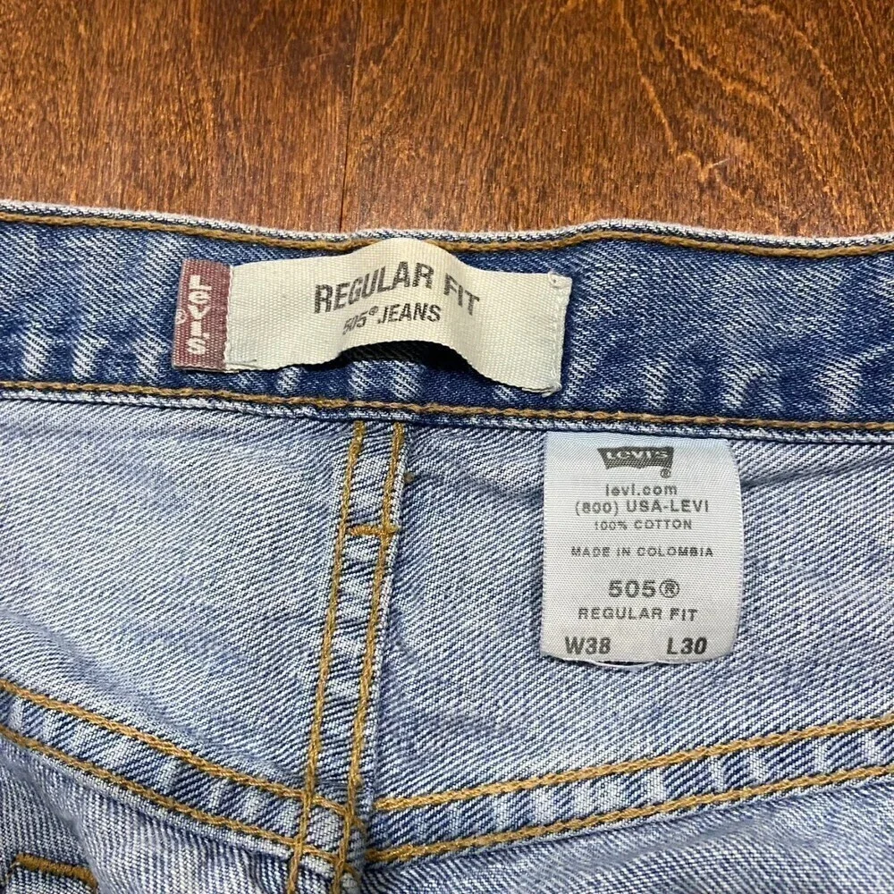 Levi's 505 Regular Fit 2003 Vintage Denim Blue Jeans Straight Men's Size 38 x 30